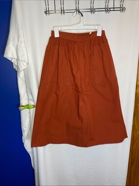 Vintage Mondi Women's Rust Orange A-Line Midi Skirt, Size 10
